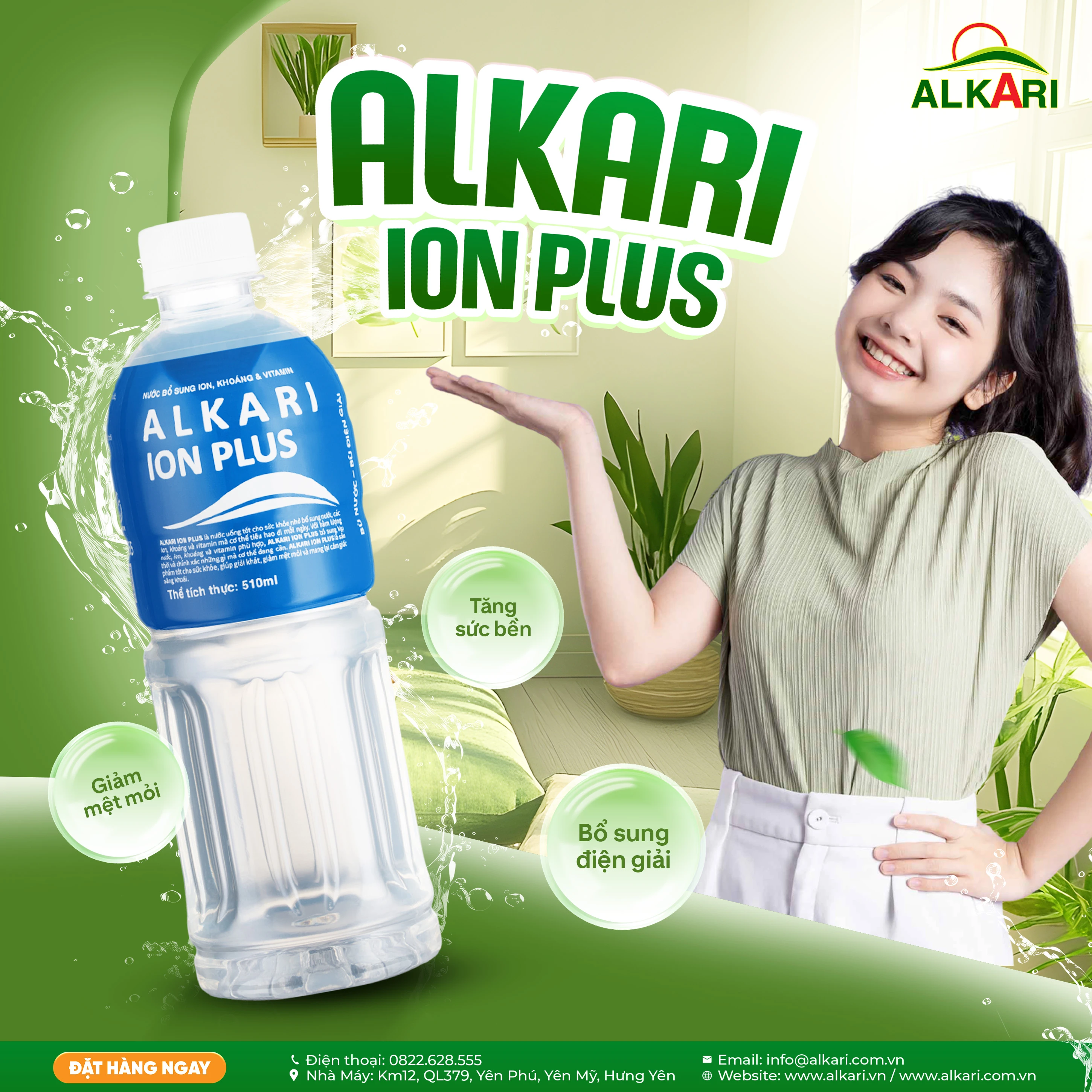 Nước ion kiềm Alkari Ion Plus bổ sung điện giải, giảm mệt mỏi, tăng sức bền